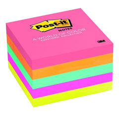 Bloco Post-it com 500 Notas Autoadesivas Removíveis Cores Neon 76x76mm - Papel Certificado PEFC - Cores Sortidas