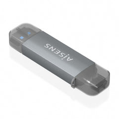 Leitor de cartão Aisens USB-C e USB-A - Compatível com SD, Micro SD, MMC, RS-MMC - Suporta USB 3.1 Gen1 - Compatível com Windows e Mac OS - Cor cinza