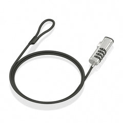 Cabo de segurança Aisens Nano com combinação - Aço revestido de vinil - Compatível com Nano Slot 2,5x6mm - Bloqueio de 4 dígitos - Preto