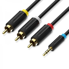 Conector de cabo estéreo Vention 3,5 macho para 3x RCA macho - 1,5 m - cor preta