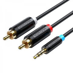 Conector de cabo estéreo Vention 3,5 macho para 2x RCA macho - 2m - cor preta