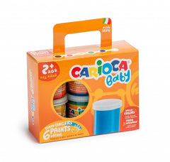 Carioca Tempera Baby Pack of 6 Finger Paint Jars 2+ - Washable - Nontoxic - Odorless - Maximum Creativity and Fun - Various Colors