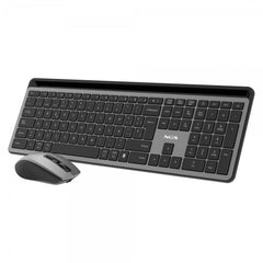 Pacote de teclado + mouse sem fio multifuncional NGS - silencioso - 12 teclas multimídia - cor cinza
