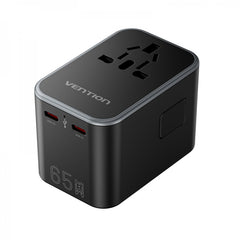 Vention Universal GaN 65W Travel Adapter - 3 USB Ports (C+C+A 65W/65W/30W) - Black