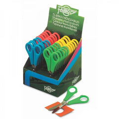 Faibo Expositor de 20 Tesoura Escolares 13cm - Ponta Redonda - Aço Inoxidável - Cores Sortidas