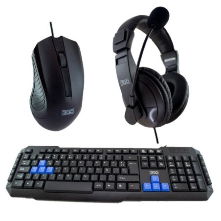 3Go Drile H2 Keyboard, Mouse and Headphones Pack - Black - COMBODRILEH2