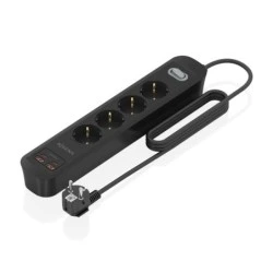 Aisens Power Strip com 4 tomadas Schuko - 2xUSB-C - 2xUSB-A - Cabo de 1,4m - Switch com indicador LED - Power Delivery