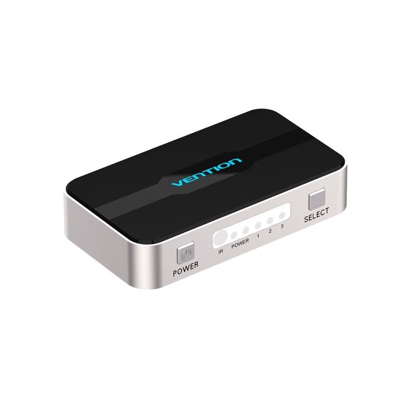 Duplicador Vention HDMI - 1xHDMI Out e 3xHDMI In - Ligue 3 dispositivos a um ecrã - Cor cinzenta