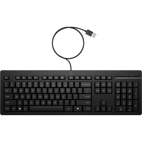 HP 125 G2 USB Keyboard - Copilot IA Key - Adjustable Legs - LED Indicators (Num/Caps) - Plunger Type Clutch Keys - Made with