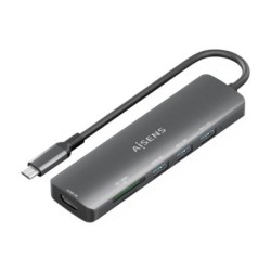 Aisens USB-C Dock 6 en 1 - USB-C a 1xHDMI - 3xUSB-A - 1xSD - 1xMicroSD - 15cm - Color Gris