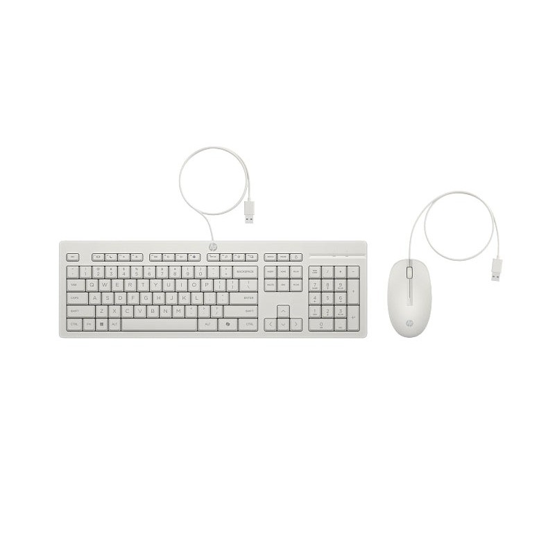 Ensemble clavier et souris HP 225 USB G2 - Touche copilote - Pieds réglables - Souris optique 1200 DPI - Plug & Play - Facile à