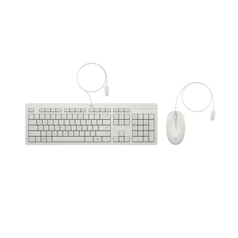 HP 225 Combo Teclado y Raton USB G2 - Tecla Copilot - Patas Ajustables - Raton Optico 1200 DPI - Plug & Play - Facil de Limpiar