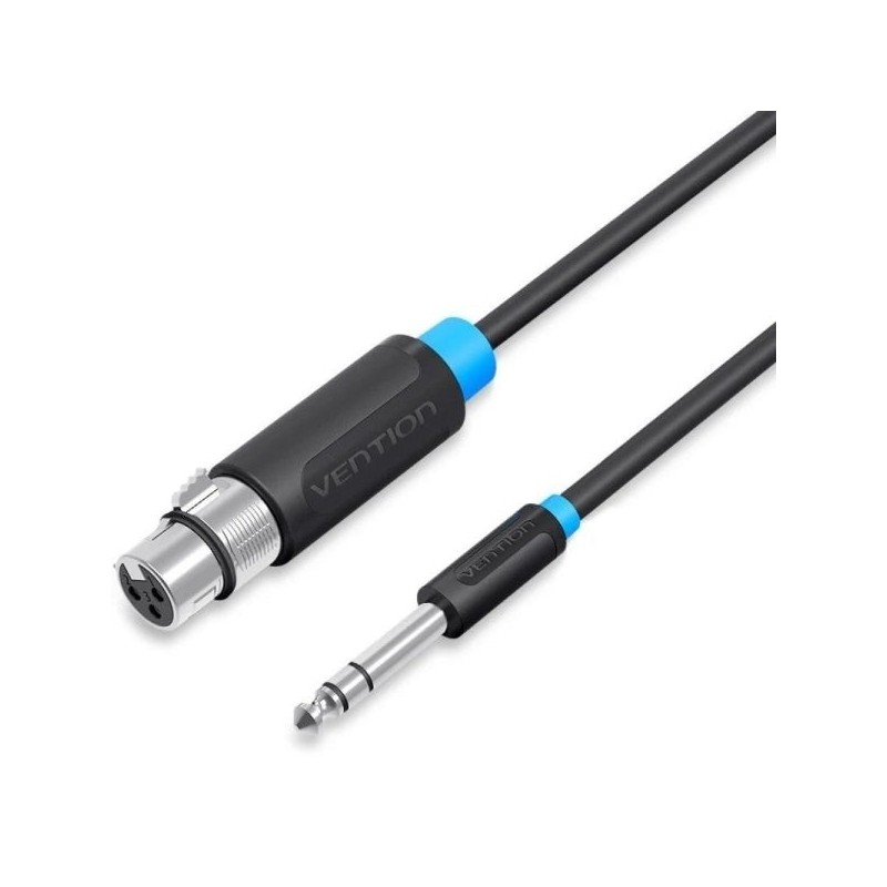 Vention Audio Cable - Length 3m - TRS 6,5mm - XLR Female - Multilayer Shielding - Color Black