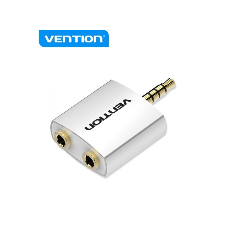 Vention Adaptador Audio Jack 3.5 Macho a 2x Jack 3.5 Hembra - Color Blanco
