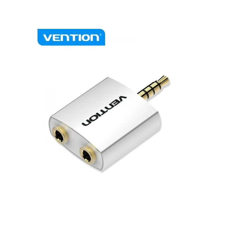 Vention Adaptador Audio Jack 3.5 Macho a 2x Jack 3.5 Hembra - Color Blanco