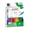 Alpino Line Gel Pack of 12 Retractable Gel Ink Pens - 0.7mm Tip - Grip - Assorted Colours