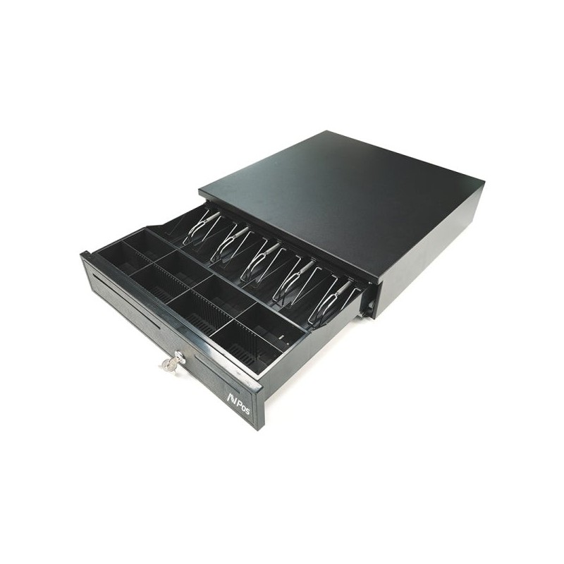 AVPos CASH-U280 Cajon Portamonedas 41cm Automatico - 5 Posiciones Billetes - 8 Posiciones Monedas - RJ11 - Color Negro