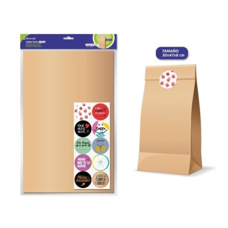Bismark Pack de 10 Enveloppes en Papier Kraft 50grs avec 10 Autocollants pour Fermeture - Dimensions 30x47x8cm - Idéal pour