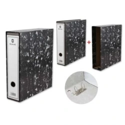 Bismark A4 Marbled A-Z File Folder with Cover - 75mm Spine - Lined Cardboard - Card Holder on the Spine - Lever Mechanism