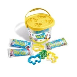 Carioca Doughy Cubo con 3 Paquetes de Pasta de Modelar 50gr + 4 Moldes - Blanda y Flexible - Facil de Amasar y Moldear - Ideal