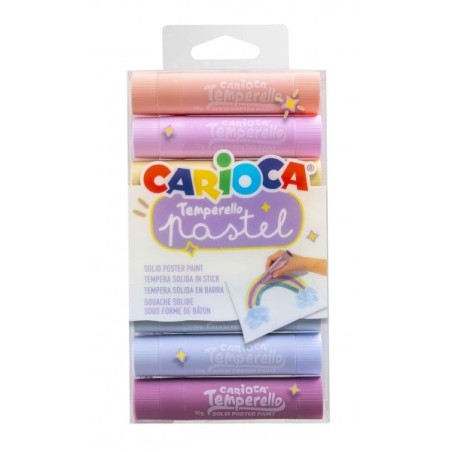 Carioca Temperello Pack de 8 Temperas Solidas - Gran Cobertura - Faciles de Mezclar - Sin Disolventes y Lavables - Secado