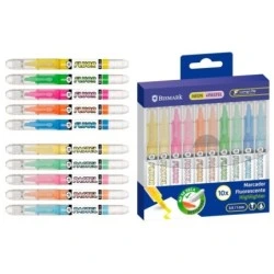 Bismark Long-Life Pack de 10 Marcadores Fluorescentes - 5x Neon y 5x Pastel - Tinta Liquida - Punta Biselada - Ideal para