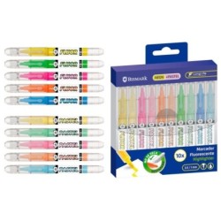 Bismark Long-Life Pack of 10 Highlighters - 5x Neon and 5x Pastel - Liquid Ink - Chisel Tip - Ideal for Underlining and