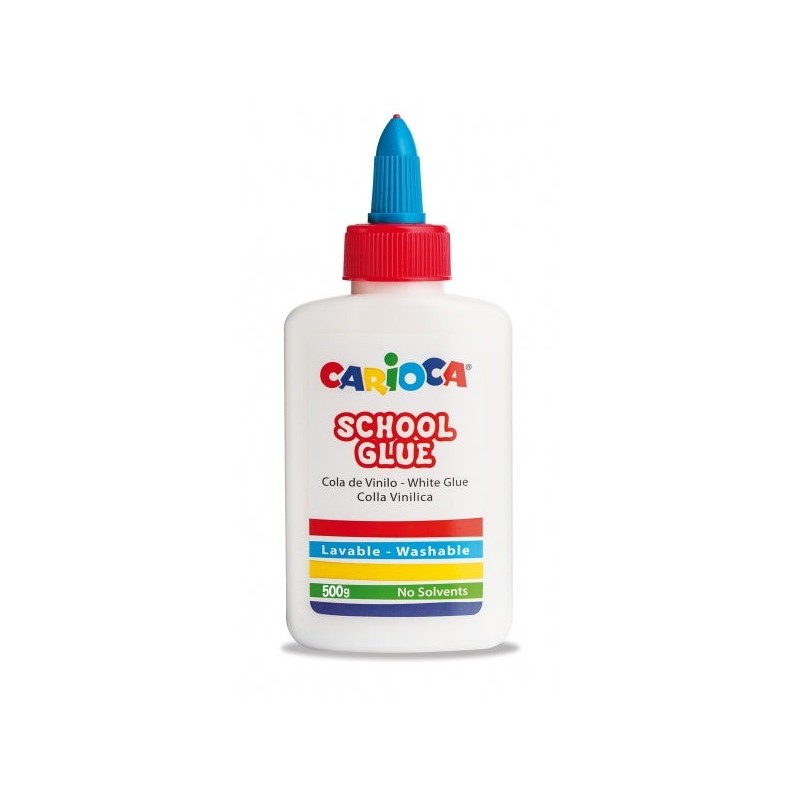 Cola Branca Carioca 500gr - Tampa com Dispensador - Indicada para Papel e Cartão - Transparente quando seca - Sem solventes