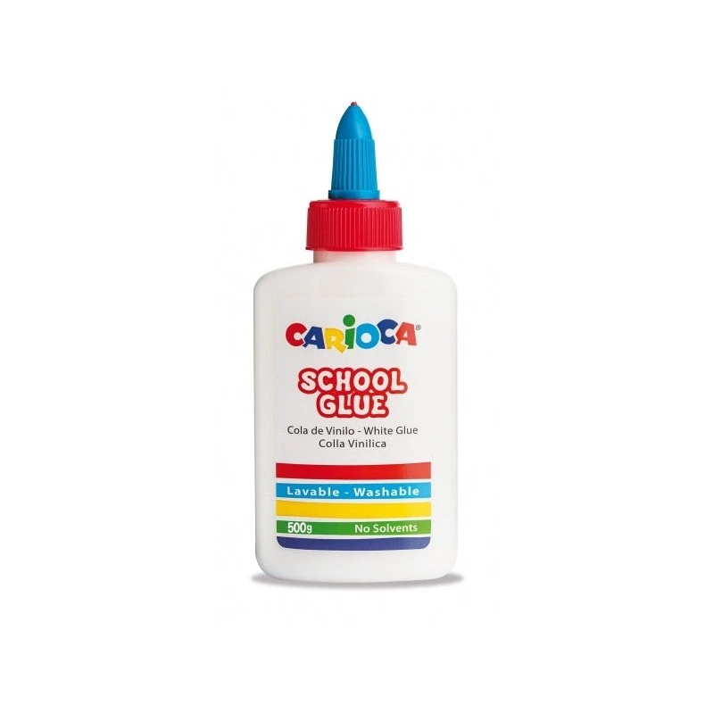 Cola Branca Carioca 500gr - Tampa com Dispensador - Indicada para Papel e Cartão - Transparente quando seca - Sem solventes