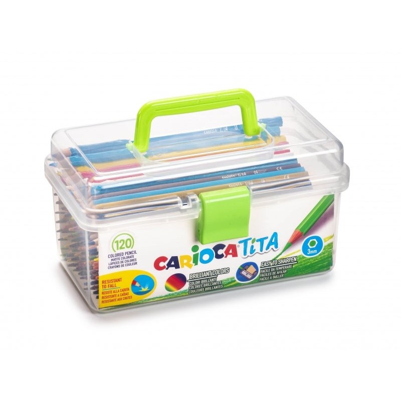 Carioca Tita Pack of 120 Resin Pencils - Hexagonal Body - Bright and Washable Colors - Soft Writing - Safe Lead and Resistant