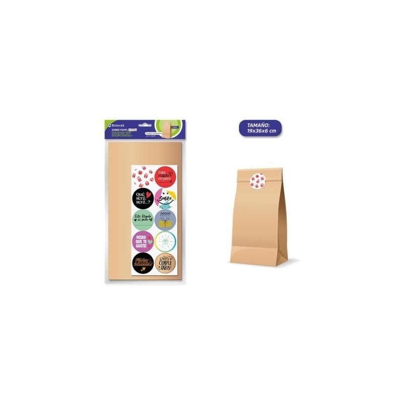 Bismark Pacote de 10 Envelopes de Papel Kraft 50grs com 10 Adesivos para Fechamento - Medidas 19x36x6cm - Ideal para Presentes