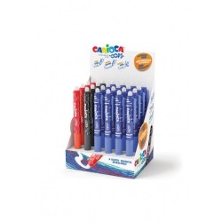 Carioca Oops Expositor de 24 Boligrafos Borrables Retractiles - Tinta Termo Sensible - Empuñadura Ergonomica Triangular - Punta