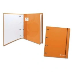Fichário Bismark 4 com 80 folhas grade 4x4 - formato A4 - feito de papelão - cor laranja