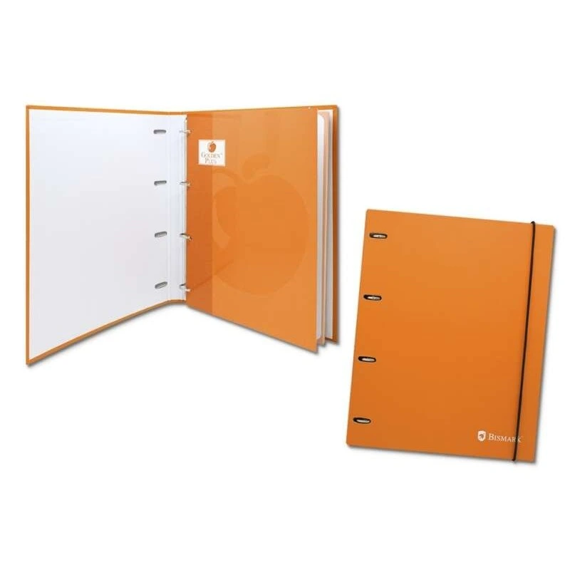 Fichário Bismark 4 com 80 folhas grade 4x4 - formato A4 - feito de papelão - cor laranja