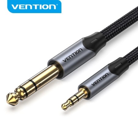 Cabo de conexão estéreo Vention - Jack 3,5 mm para Jack 6,3 mm - Contatos dourados - Fio de cobre estanhado - Isolamento de PVC