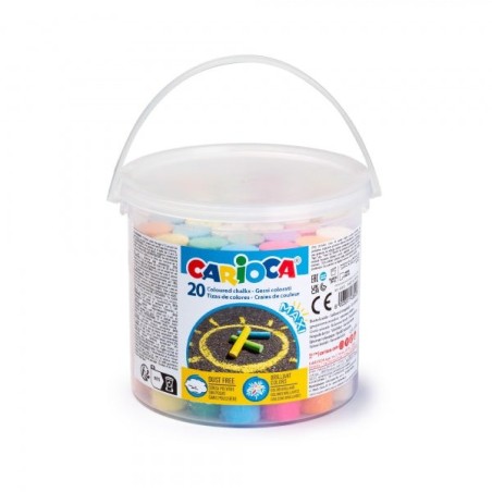 Carioca Pack of 20 Maxi Chalk Jar with Handle - Dustless - Bright Colors - Washable - Easy to Erase - Various Colors