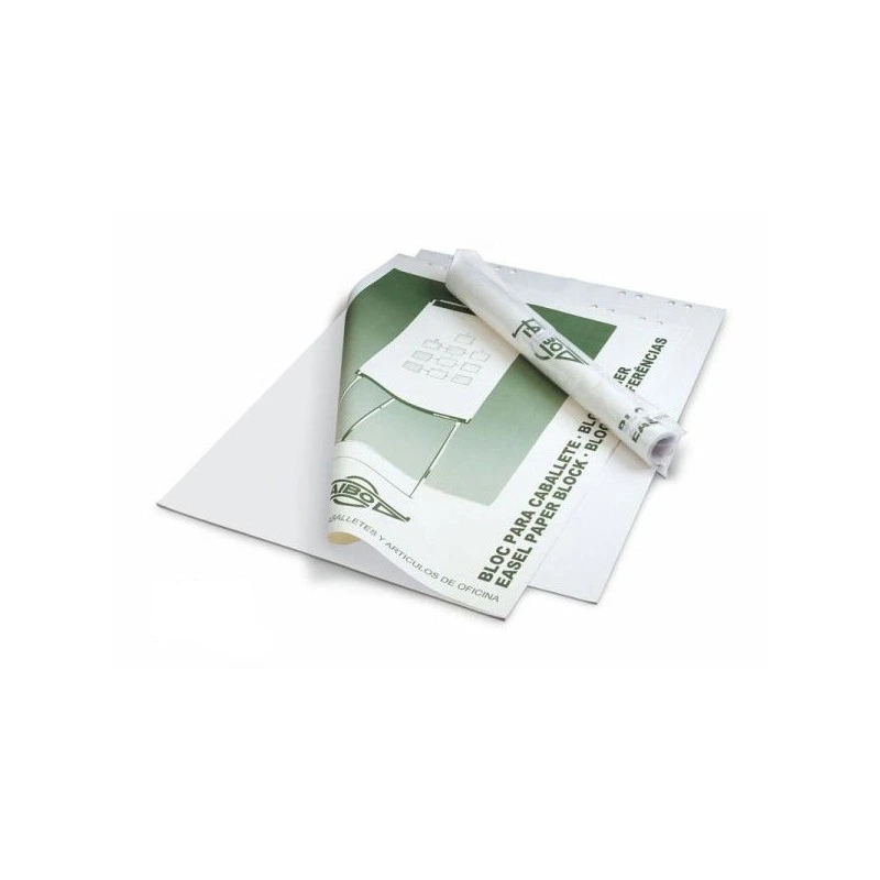 Faibo Bloc de 50 Hojas Lisas 65x90cm para Caballetes - Sistema Multitaladro - Color Blanco