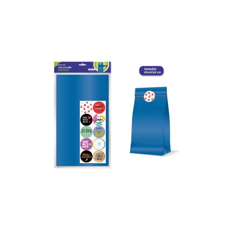 Bismark Pack of 10 Kraft Paper Envelopes 50grs with 10 Stickers for Closing - Measurements 24x42x6cm - Ideal for Gifts - Color