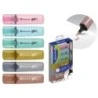 Bismark Pack de 6 Marqueurs Fluorescents Pailletés - 3x Pastel et 3x Métallisés - Encre à Séchage Rapide - Pointe Biseautée