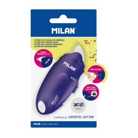 Cortador de cápsulas ácidas série Milan com lâmina de cerâmica substituível - Tamanho de bolso - Design ergonómico - Sistema de