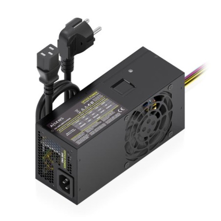 Aisens ASPC-500TFX-PSEBK Fonte de Alimentação 500W TFX - Ventoinha 80mm - OEM - Cabo de Alimentação Incluído - Cor Preta