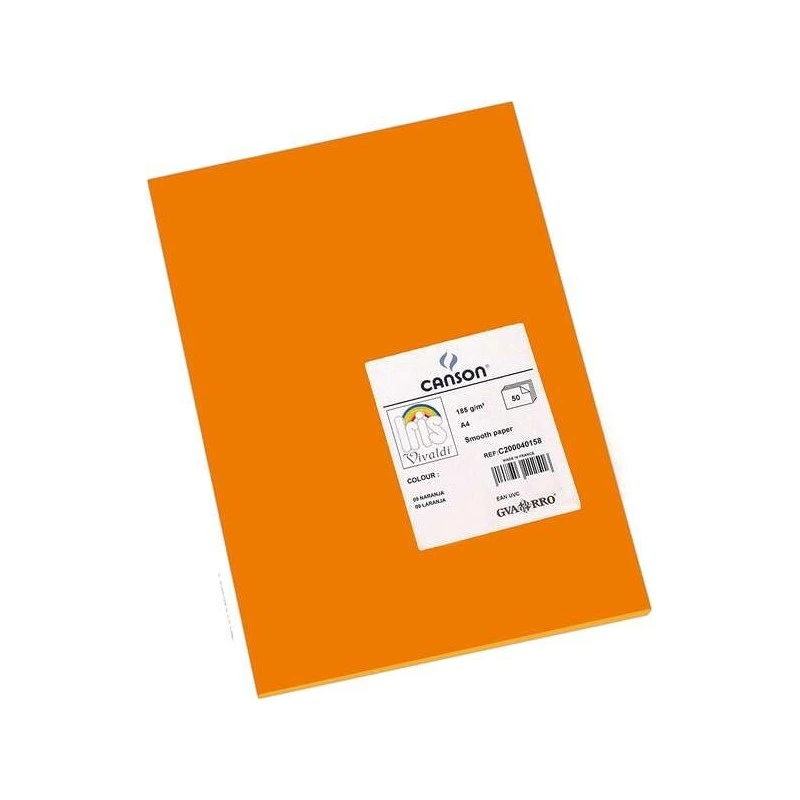 Canson Guarro Pack of 50 A4 Iris Cards of 185g - 21x29,7cm - Orange Color