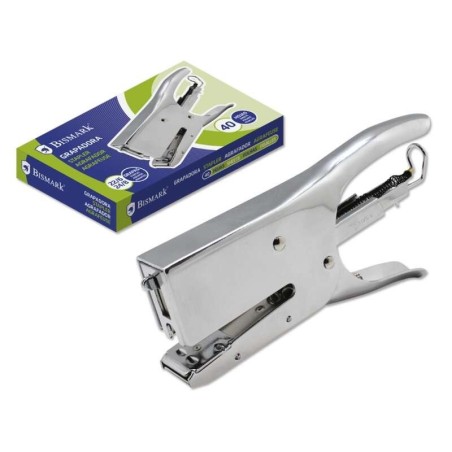 Agrafeuse pince Bismark chromée - Capacité d'agrafage 40 feuilles - Design ergonomique - Haute durabilité - Couleur argent