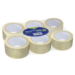Bismark Pack de 6 Scellés d'Emballage 50mm x 66m - Polypropylène 55 microns - Transparent