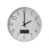 Bismark Office Clock with Digital Temperature and Humidity Marker - Black Numbers - Exterior Glass - Aluminum Hands - White