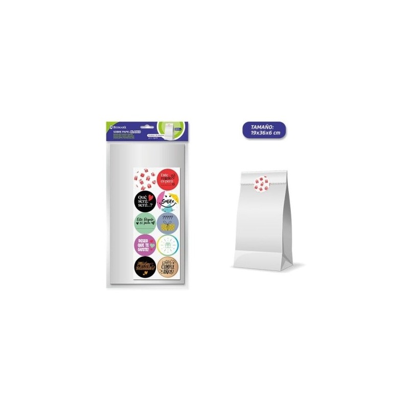 Bismark Pacote de 10 Envelopes de Papel Kraft 50grs com 10 Adesivos para Fechar - Medidas 19x36x6cm - Ideal para Presentes