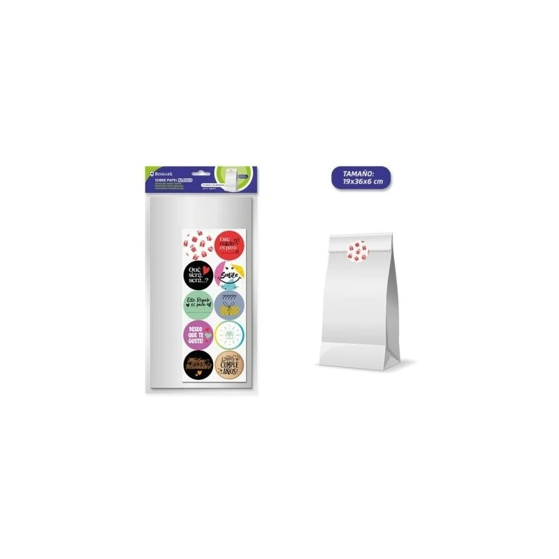 Bismark Pacote de 10 Envelopes de Papel Kraft 50grs com 10 Adesivos para Fechar - Medidas 19x36x6cm - Ideal para Presentes