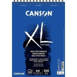 Canson Xl Mix Media Bloc de Dibujo Acuarela de 30 Hojas A4 - Grano Medio - Microperforado Espiral - 21x29.7cm - 300g - Color