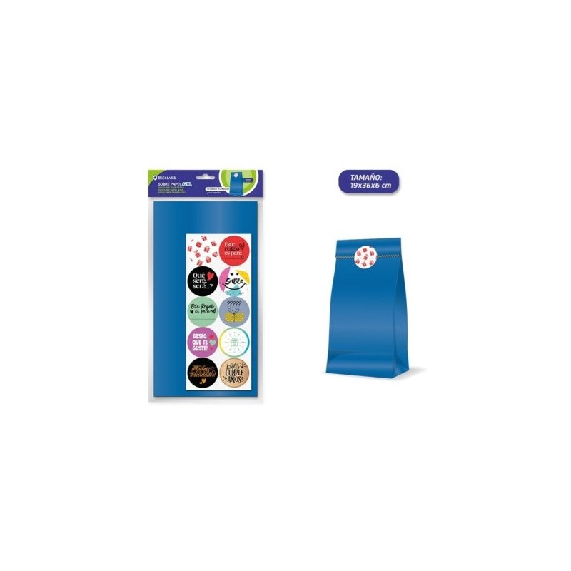 Bismark Pack de 10 Enveloppes en Papier Kraft 50grs avec 10 Autocollants pour Fermeture - Dimensions 19x36x6cm - Idéal pour
