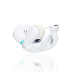 Scotch Magic Tape Dispenser - Cat Shape - Includes 1 19mm x 8.89m Roll - White